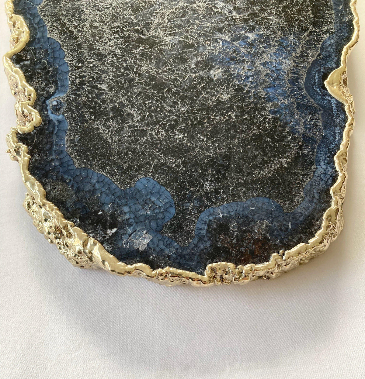 Large Black and Blue Agate Cheese Platter Tray