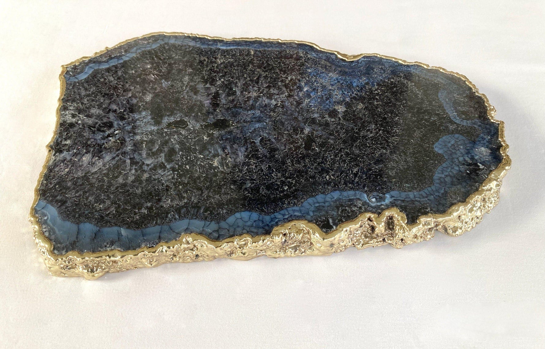 Large Black and Blue Agate Cheese Platter Tray