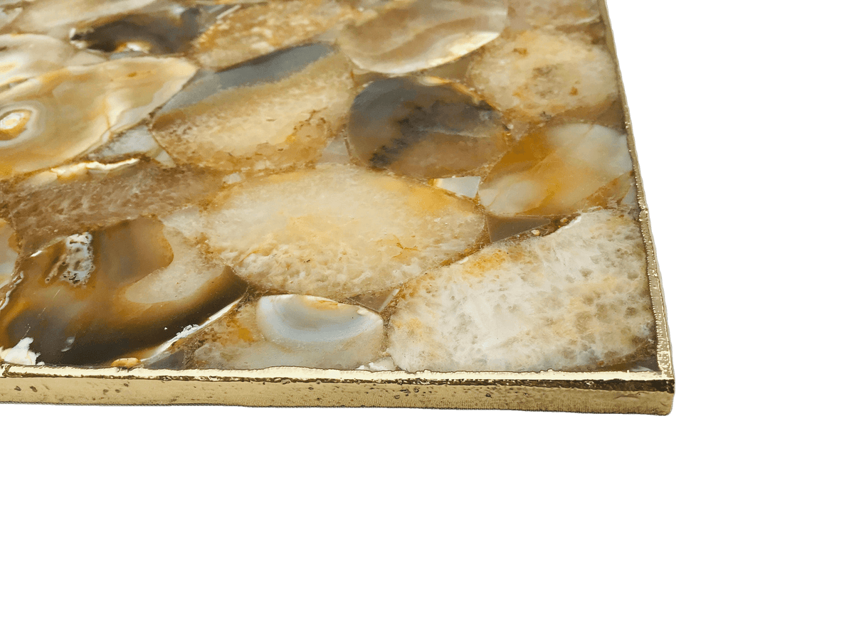 Large Brown Agate Cheese Platter Tray