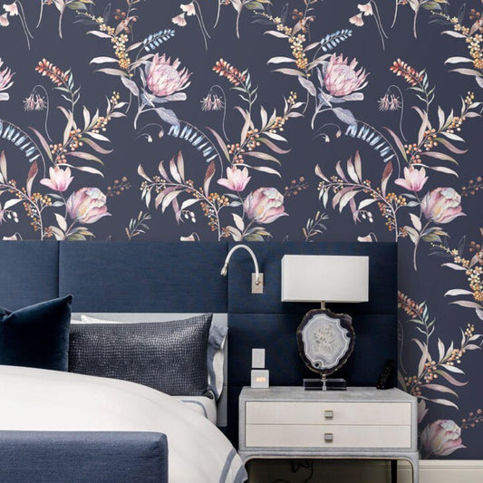 Large Floral in the Dark Wallpaper - MAIA HOMES