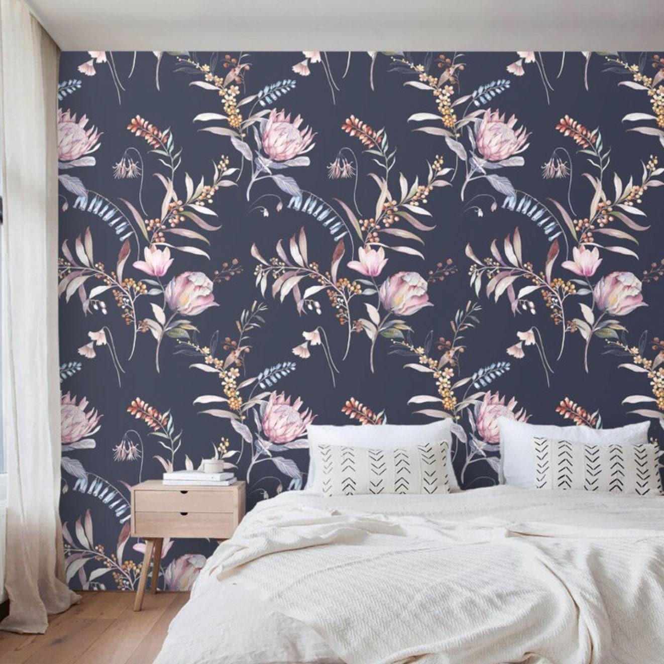 Large Floral in the Dark Wallpaper - MAIA HOMES