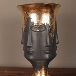 Large Gold Gilded Bronze Multi Face Vase