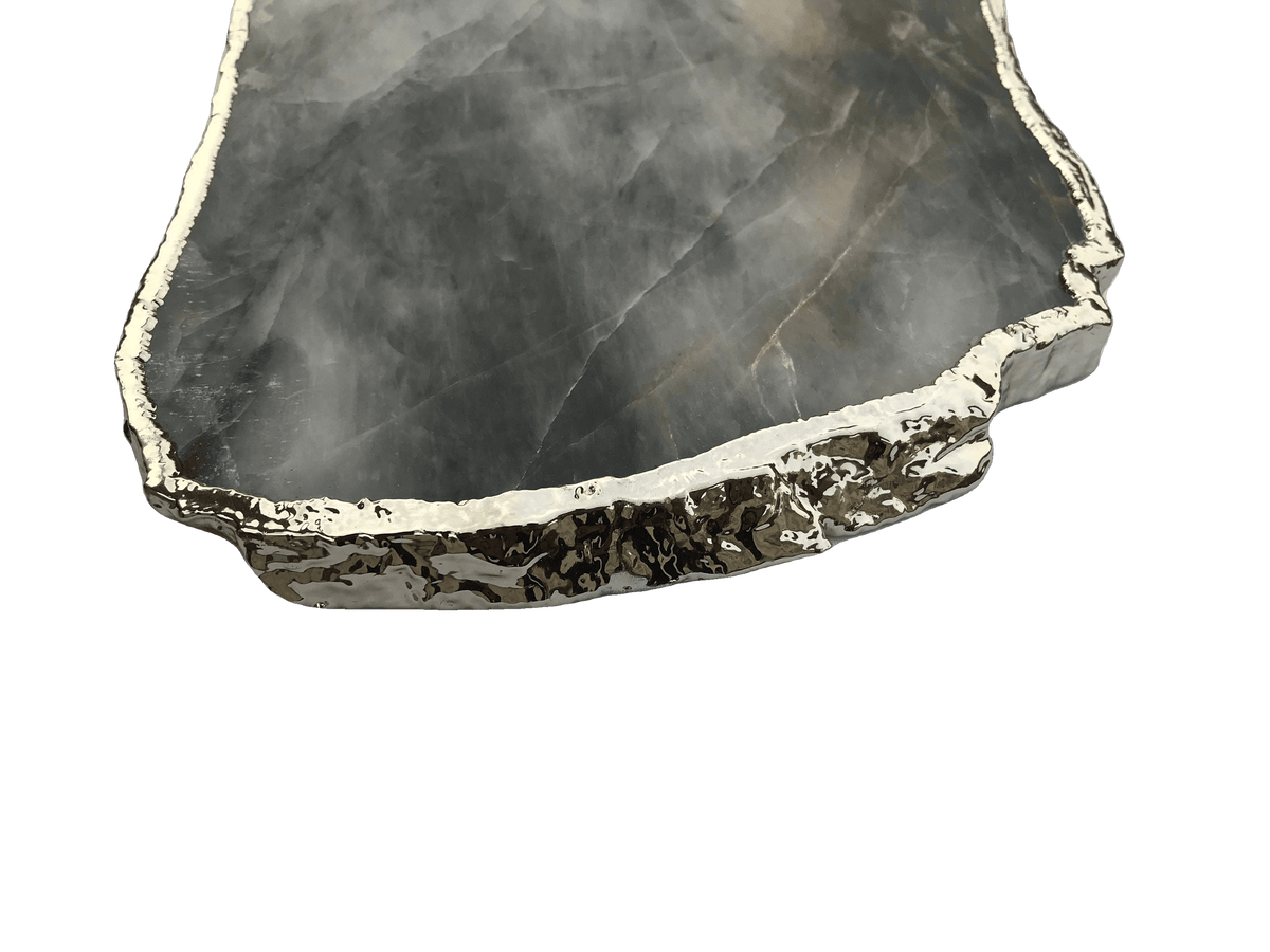 Large Grey Agate Quartz Cheese PlatterTray