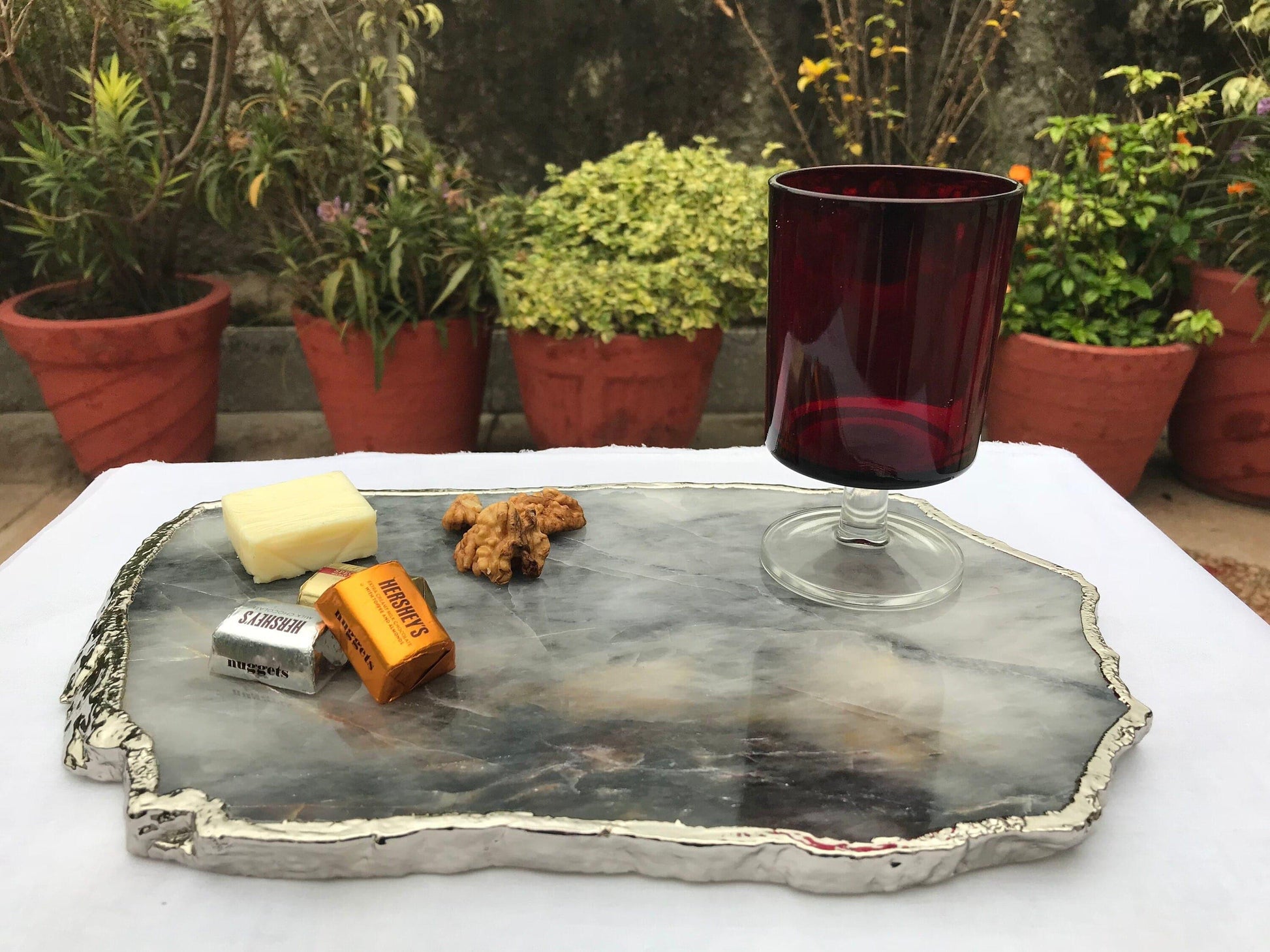 Large Grey Agate Quartz Cheese PlatterTray - MAIA HOMES