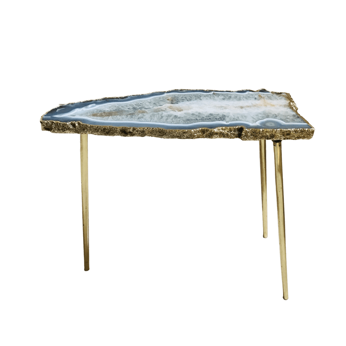 Large Grey Agate Quartz Organic Edge Side Table