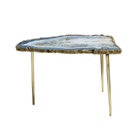 Large Grey Agate Quartz Organic Edge Side Table