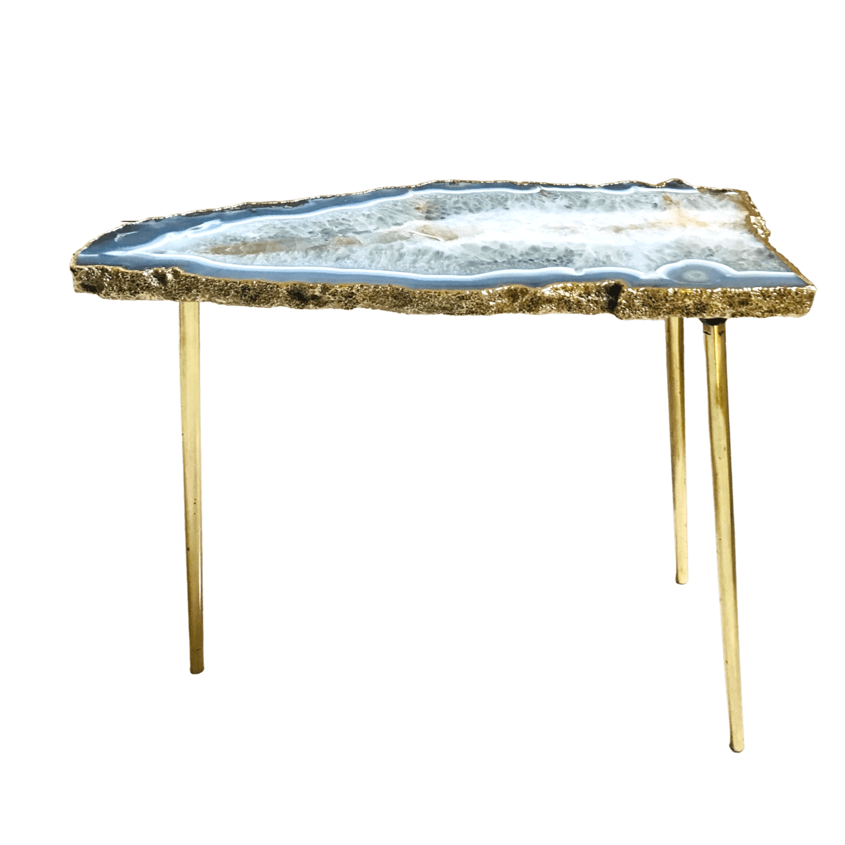 Large Grey Agate Quartz Organic Edge Side Table