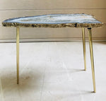 Large Grey Agate Quartz Organic Edge Side Table