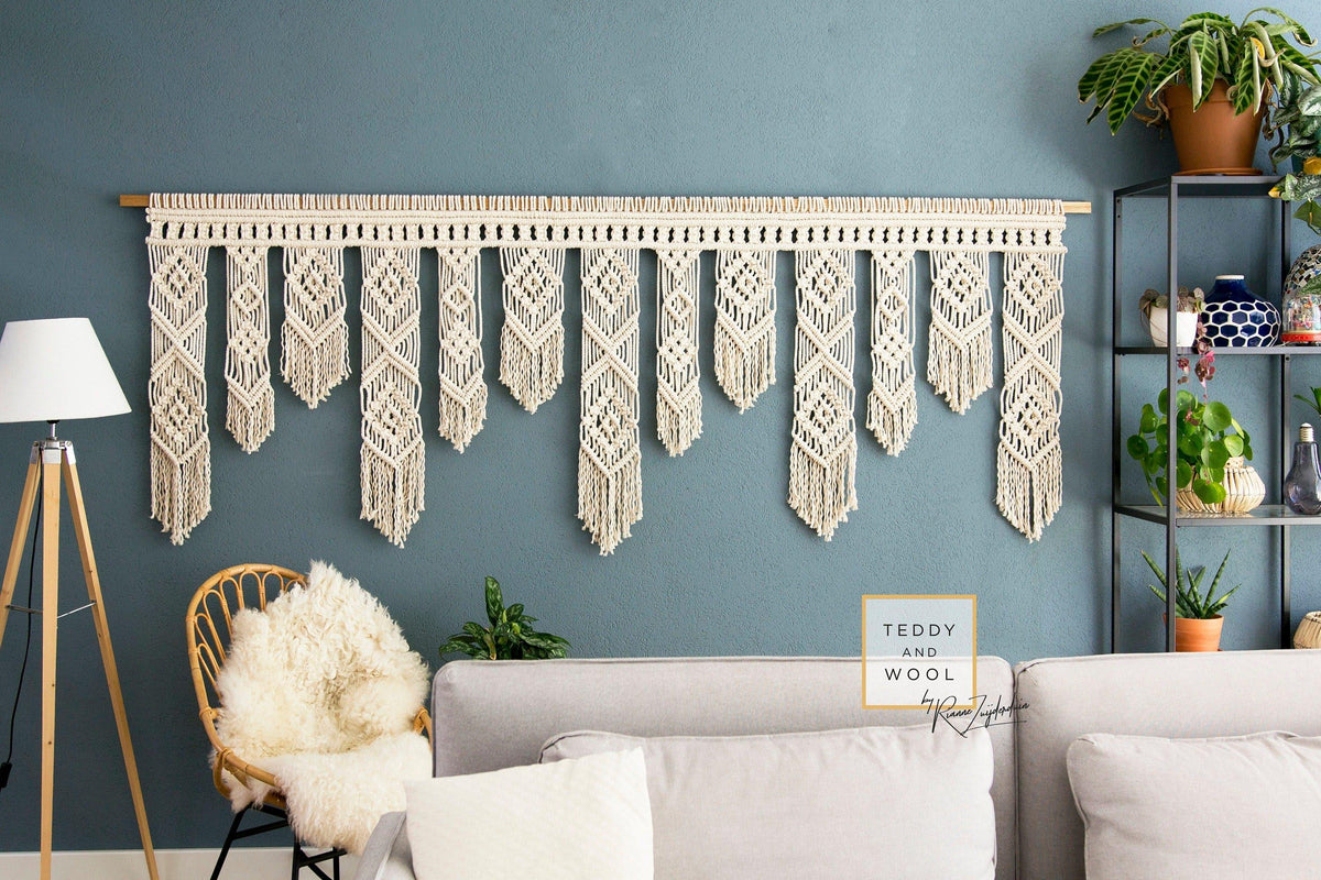 Large Macrame Wall Hanging - Horizontal Tapestry - "SARA" Default Title