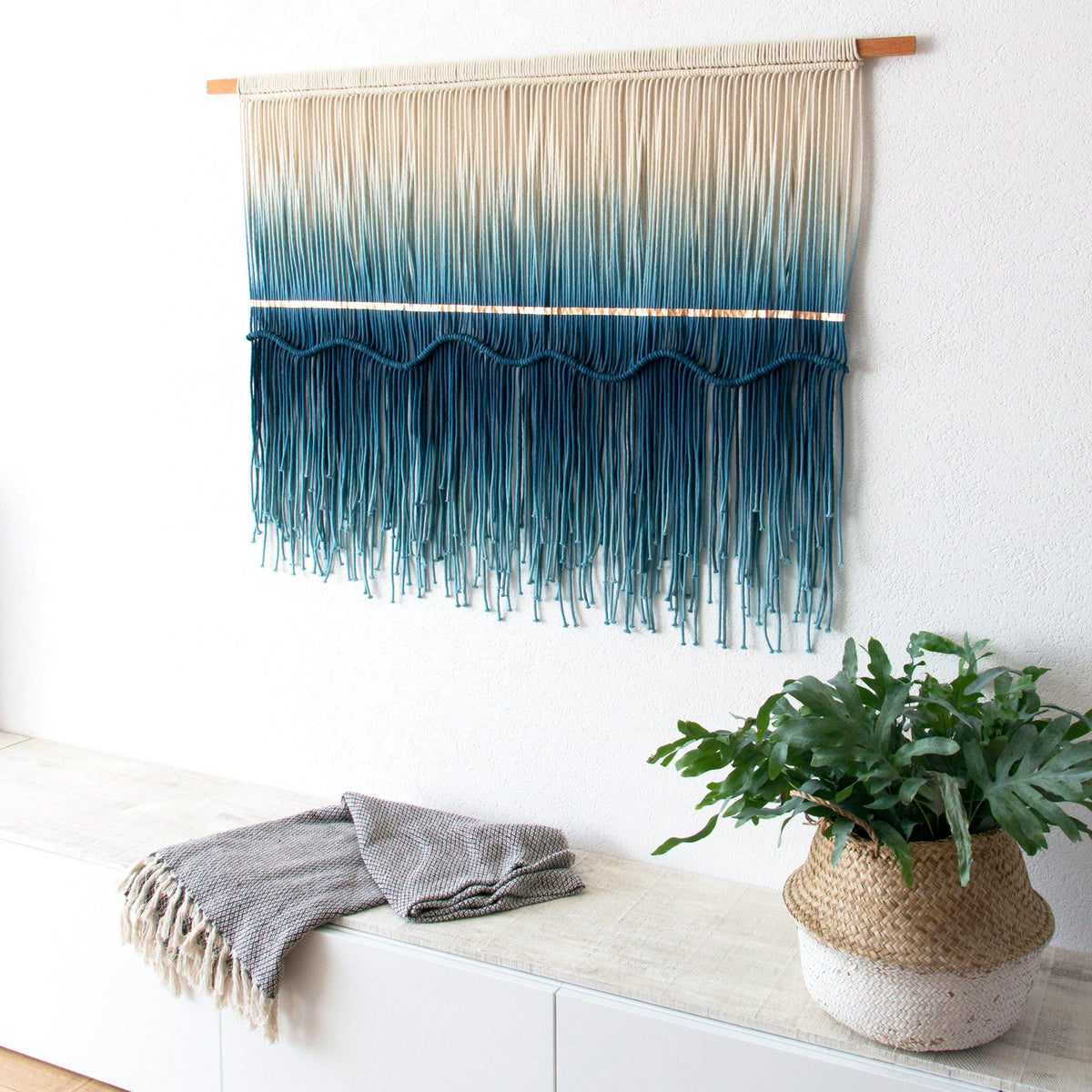 Large Macrame Wall Hanging - Knotted Rope Wall Hanging - "SEA VIEW"