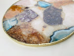 Large Multicolored Round Agate Platter Tray