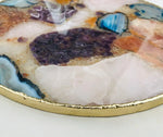 Large Multicolored Round Agate Platter Tray