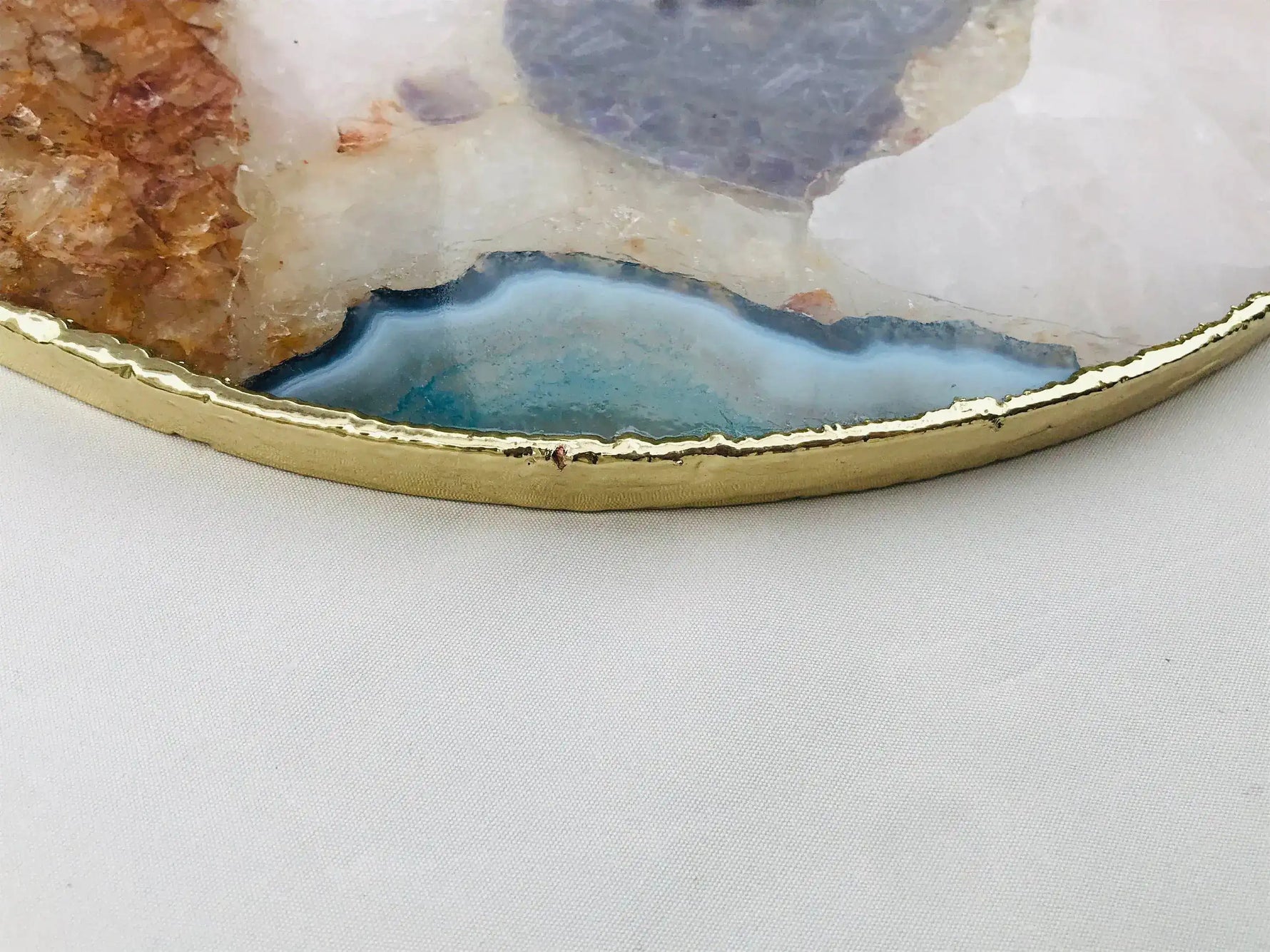 Large Multicolored Round Agate Platter Tray