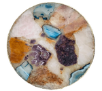 Large Multicolored Round Agate Platter Tray