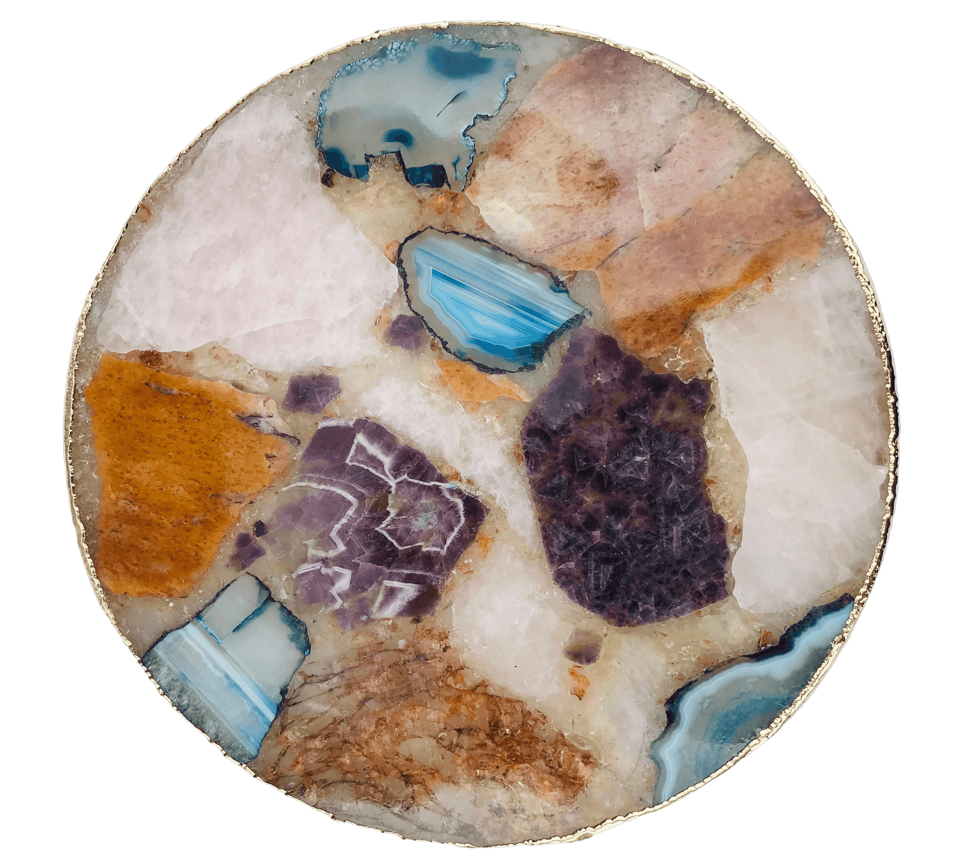Large Multicolored Round Agate Platter Tray - MAIA HOMES