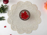 Large Pearl Flower Round Beaded Placemat