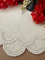 Large Pearl Flower Round Beaded Placemat