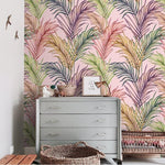 Large Pink Palm Leaves Wallpaper