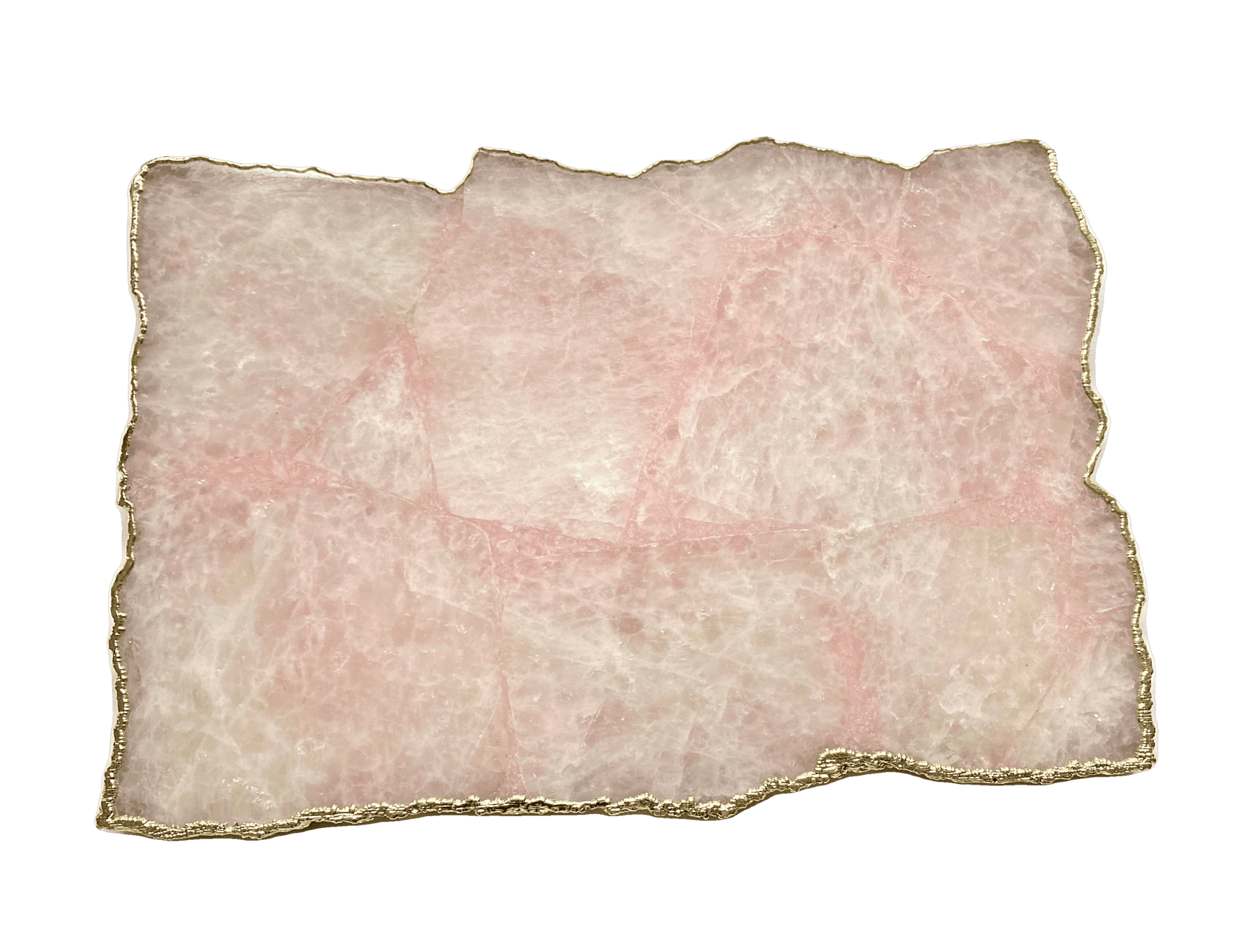 Large Rose Quartz Agate Cheese Platter Tray Rose Gold