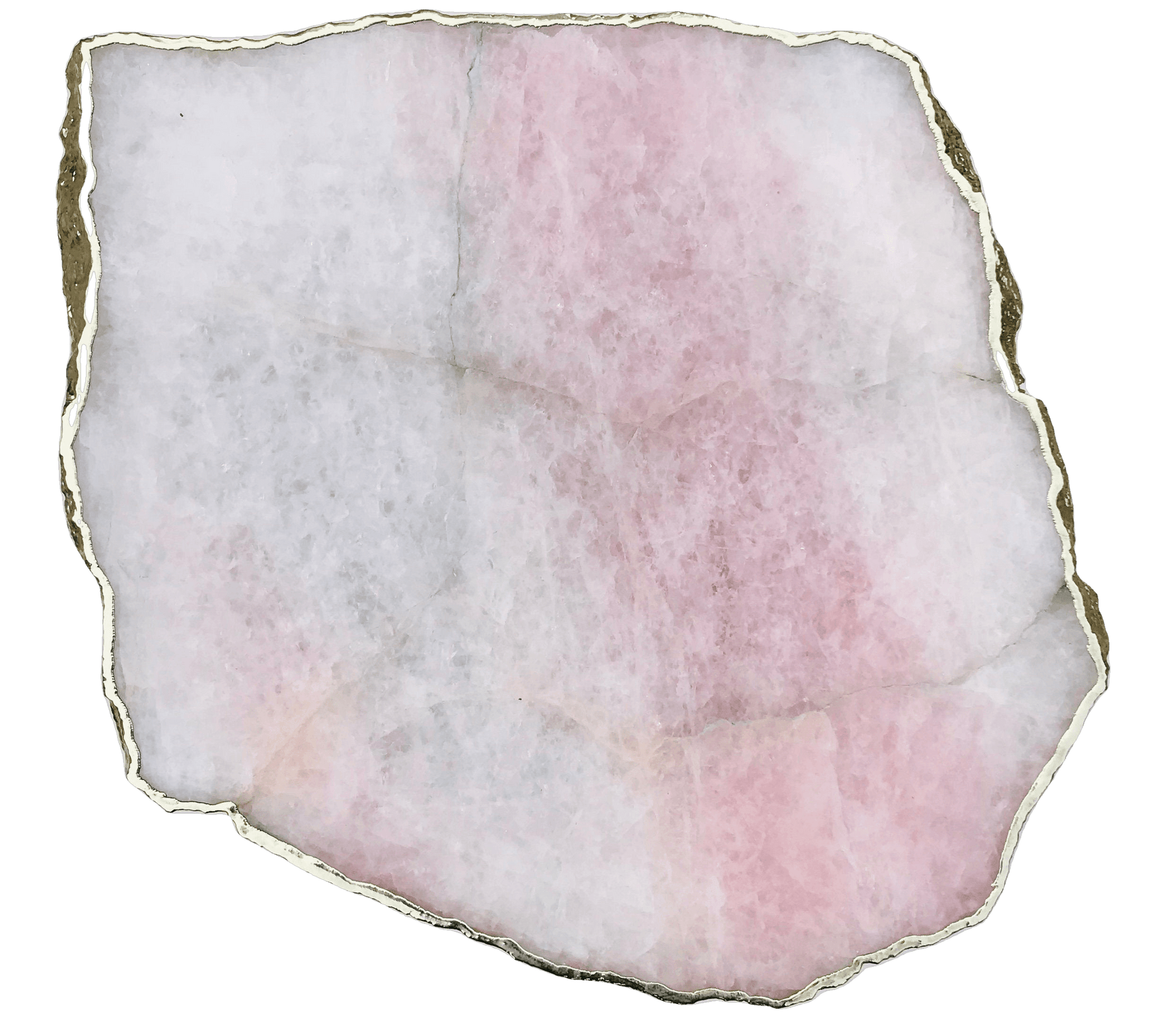 Large Rose Quartz Agate Stone Edged Accent Table