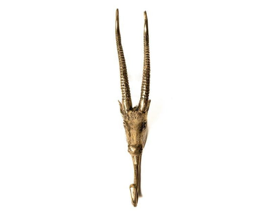 Large Solid Brass Antelope Wall Hook - MAIA HOMES