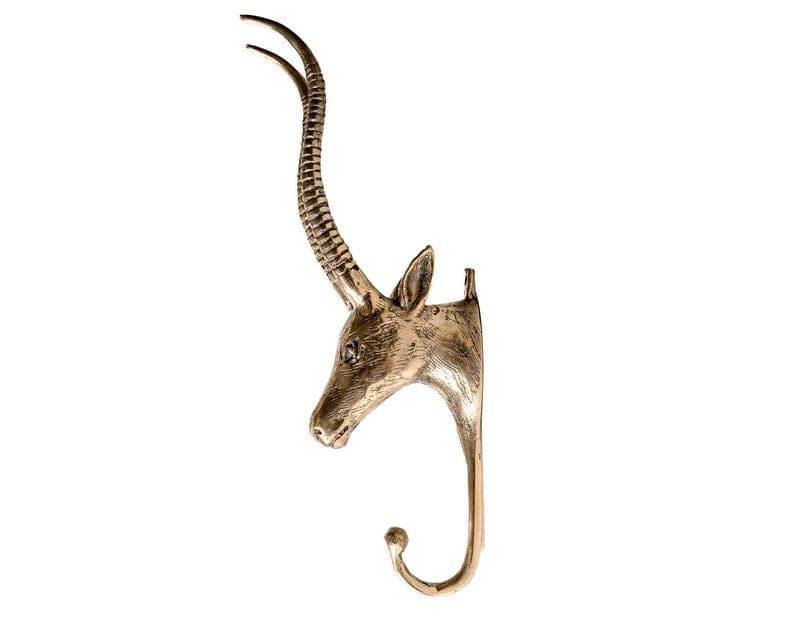 Large Solid Brass Antelope Wall Hook