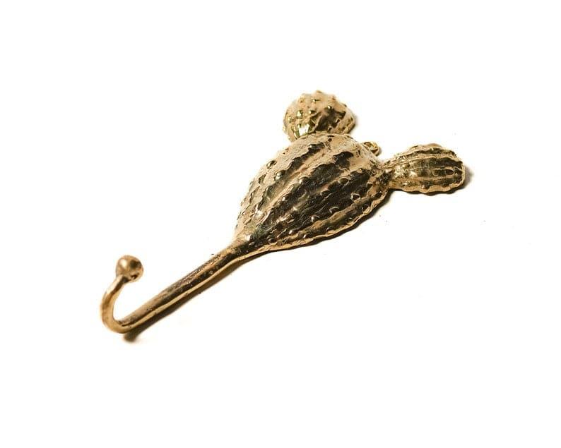 Large Solid Brass Cactus Wall Hanging Hook