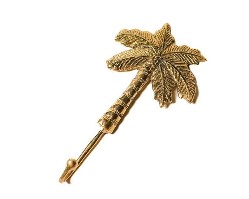 Large Solid Brass Coconut Tree Wall Hanging Hook