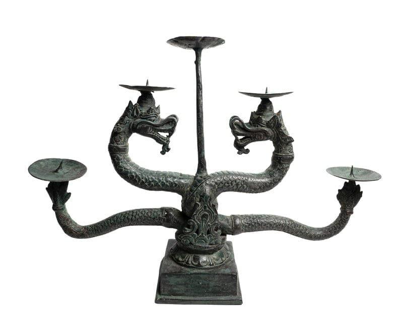 Large Solid Brass Dragon Candle Holder - MAIA HOMES