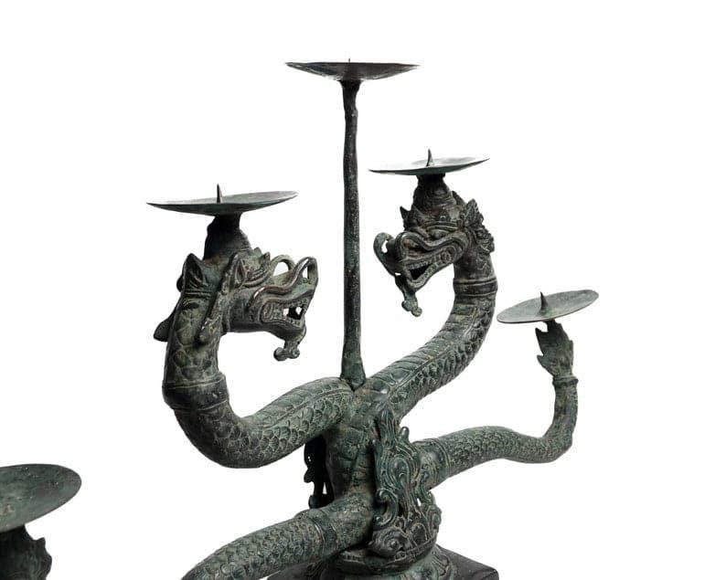 Large Solid Brass Dragon Candle Holder