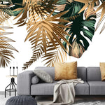 Large Tropical Brown and Green Palm Leaves Wall Mural