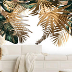 Large Tropical Brown and Green Palm Leaves Wall Mural