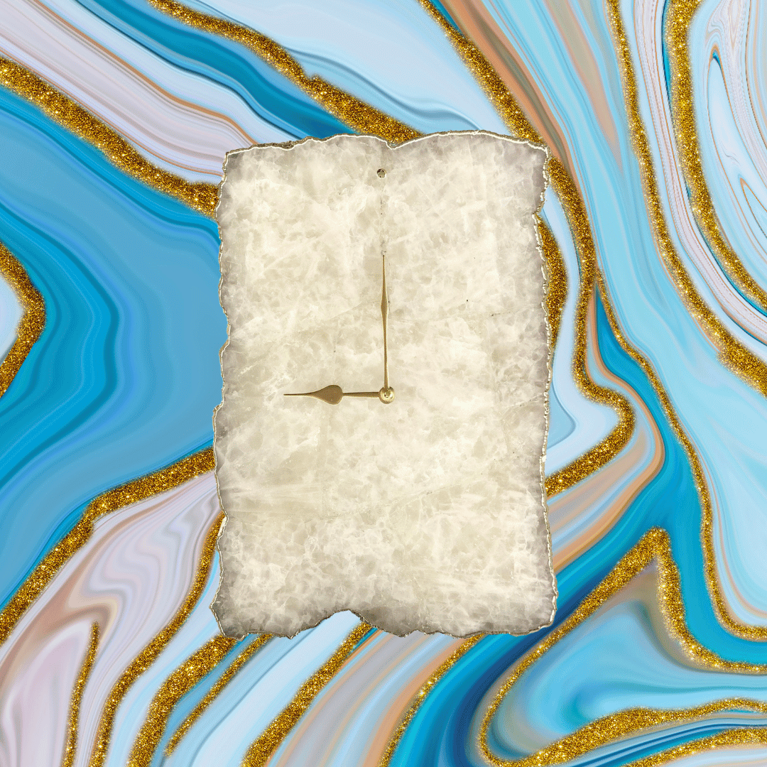 Large White Agate Rectangular Wall Clock