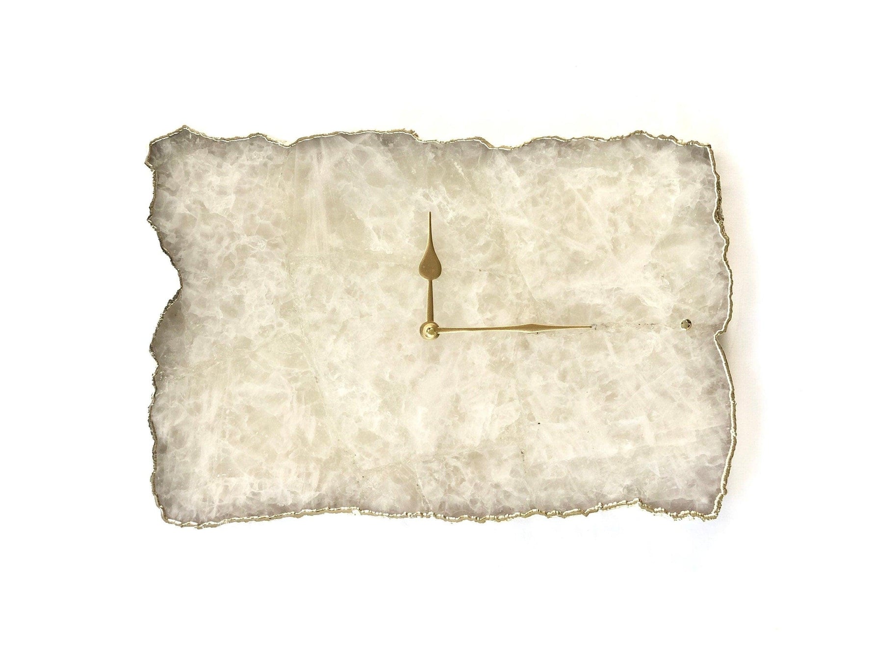 Large White Agate Rectangular Wall Clock 10 x 15