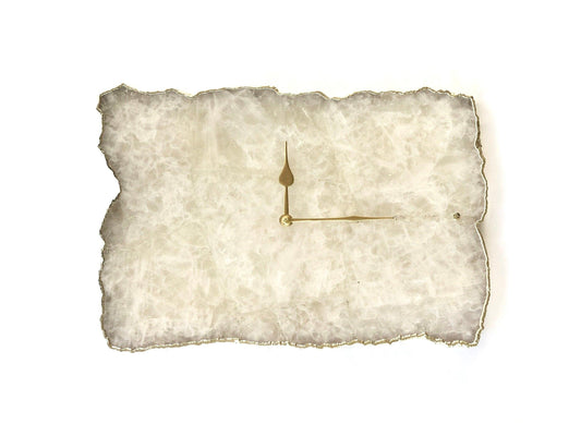 Large White Agate Rectangular Wall Clock - MAIA HOMES