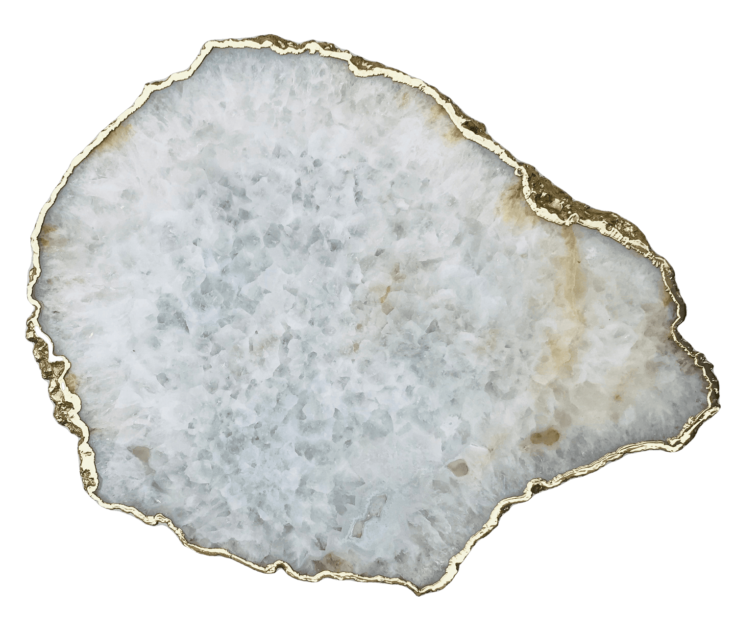 Large White Grey Agate Quartz Organic Edge Accent Table