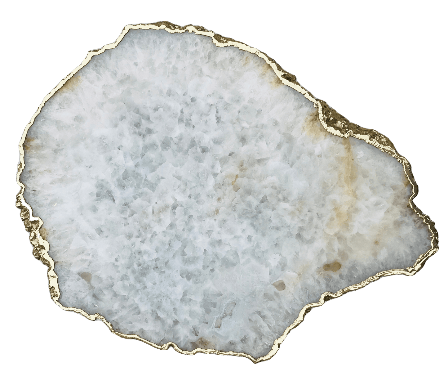 Large White Grey Agate Quartz Organic Edge Accent Table - MAIA HOMES