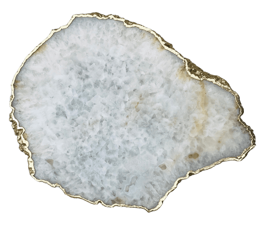 Large White Grey Agate Quartz Organic Edge Accent Table - MAIA HOMES