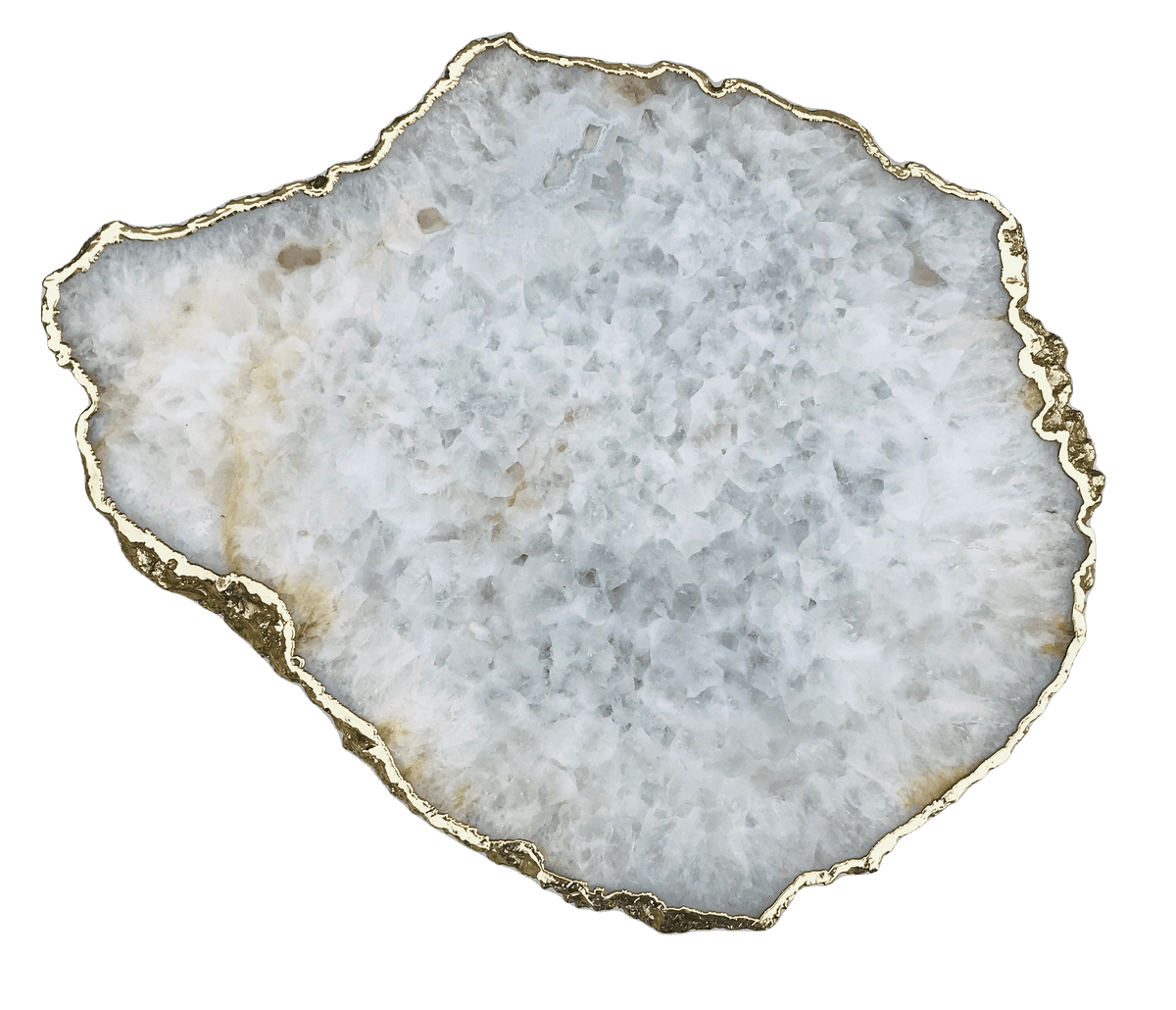 Large White Grey Agate Quartz Organic Edge Accent Table