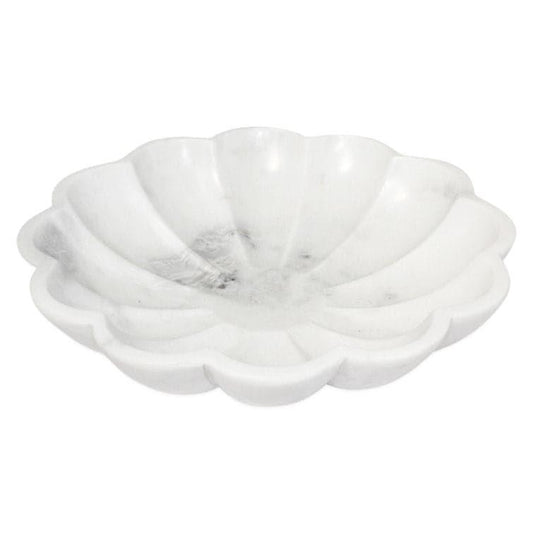Large White Marble Lotus Bowl - MAIA HOMES
