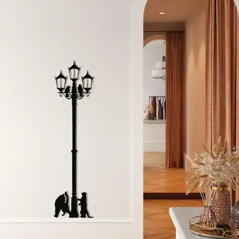 Laterne Street Lamp Metal Wall Hanging Decor Black
