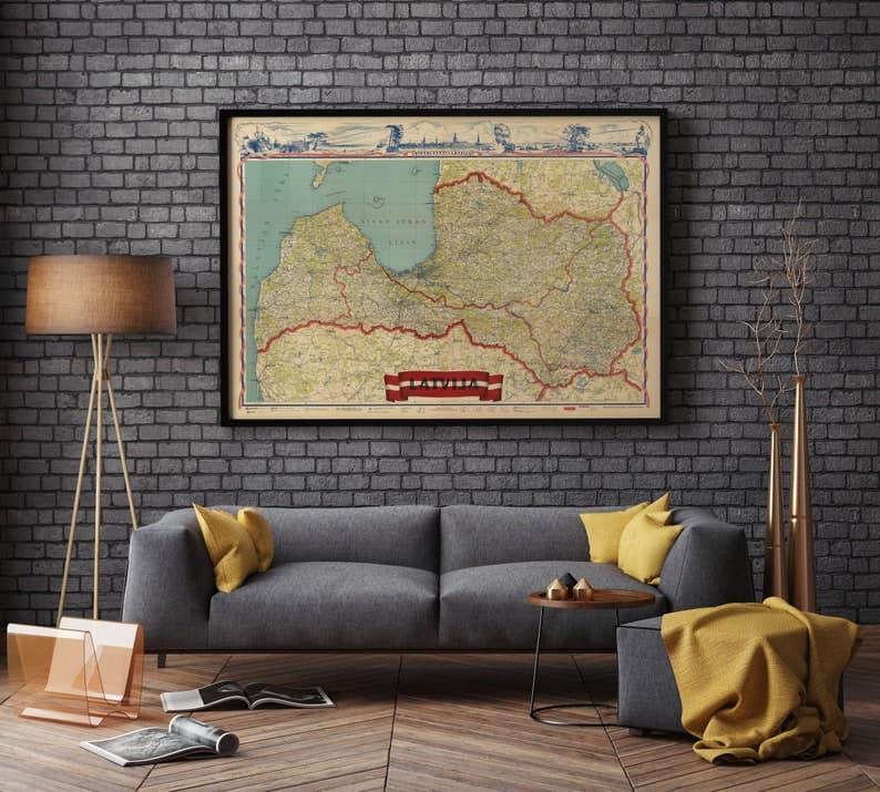 Latvia Map Print| Art History