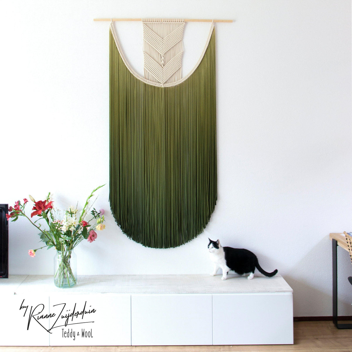 Lauren Tall Macrame Wall Hanging Dyed Fiber Art