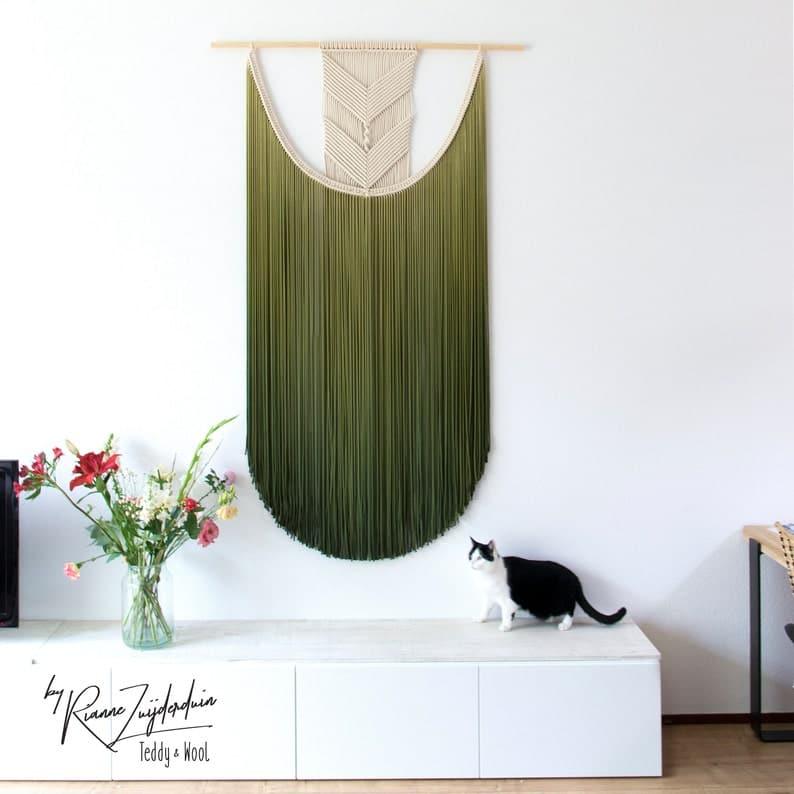 Lauren Tall Macrame Wall Hanging Dyed Fiber Art - MAIA HOMES