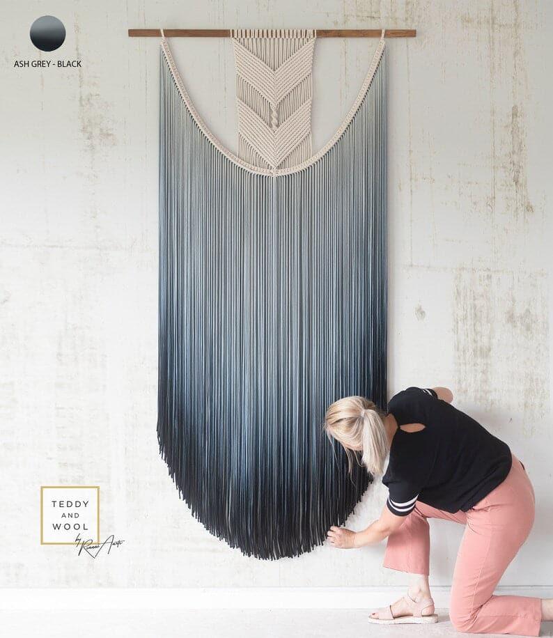 Lauren Tall Macrame Wall Hanging Dyed Fiber Art - MAIA HOMES