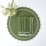 Leafy Green and White Trim Table Placemats Set