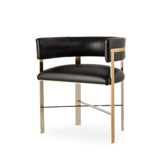 Leather Arm Chair in Black - MAIA HOMES