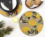 Lemon and Leaf Round Beaded Table Placemat