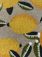 Lemon and Leaf Round Beaded Table Placemat