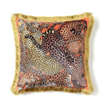 Leopard Luxury Velvet Throw Pillow Cover with Fringes 18" x 18" Orange